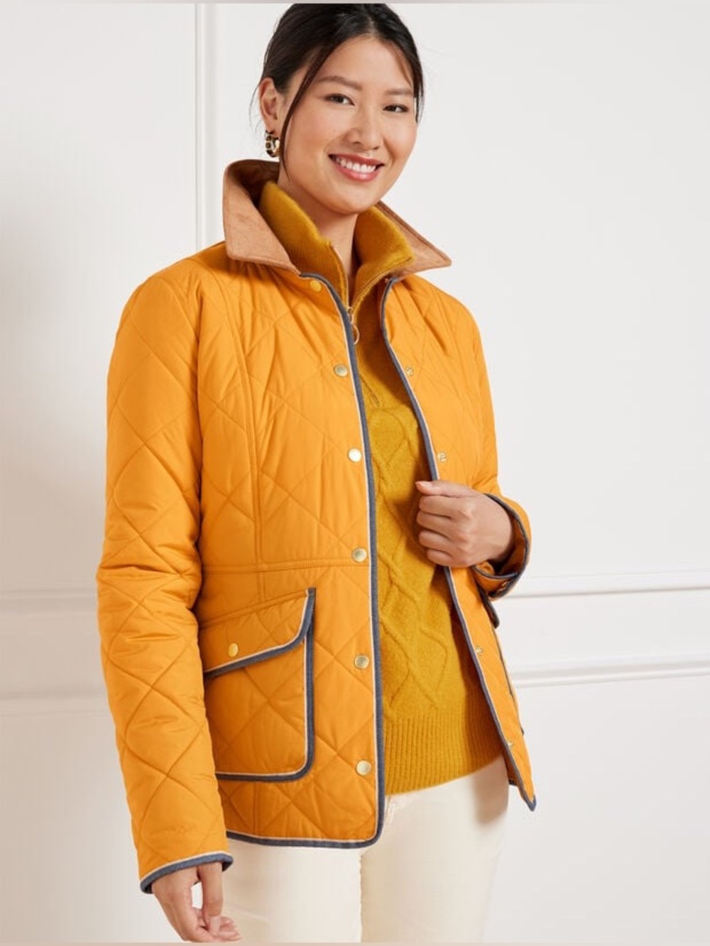 NWT Talbots Quilted Barn Jacket Women 1X Corduroy Trim Preppy Coastal Grandma